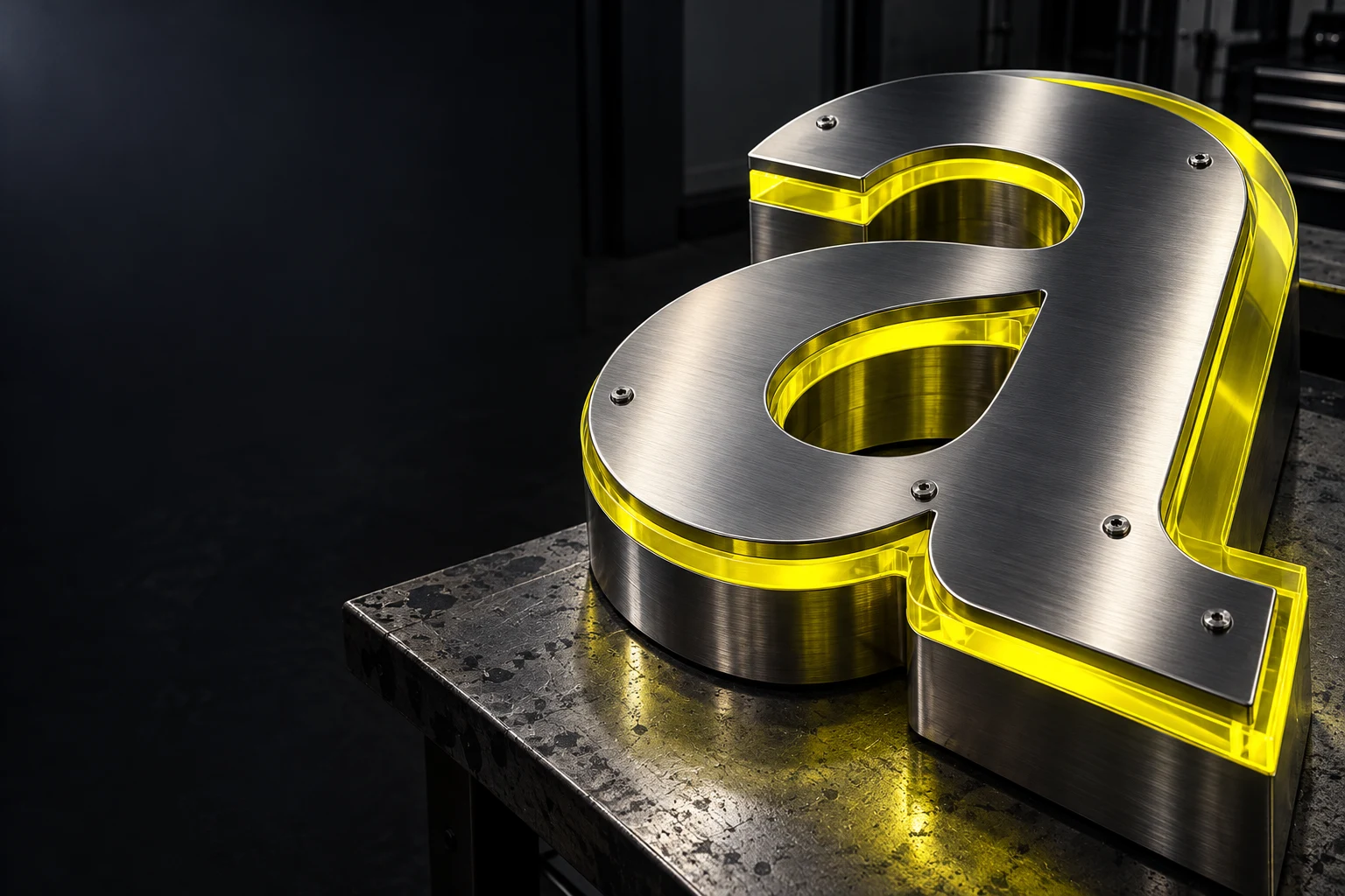 Sturdy signage website concept with dimensional letters